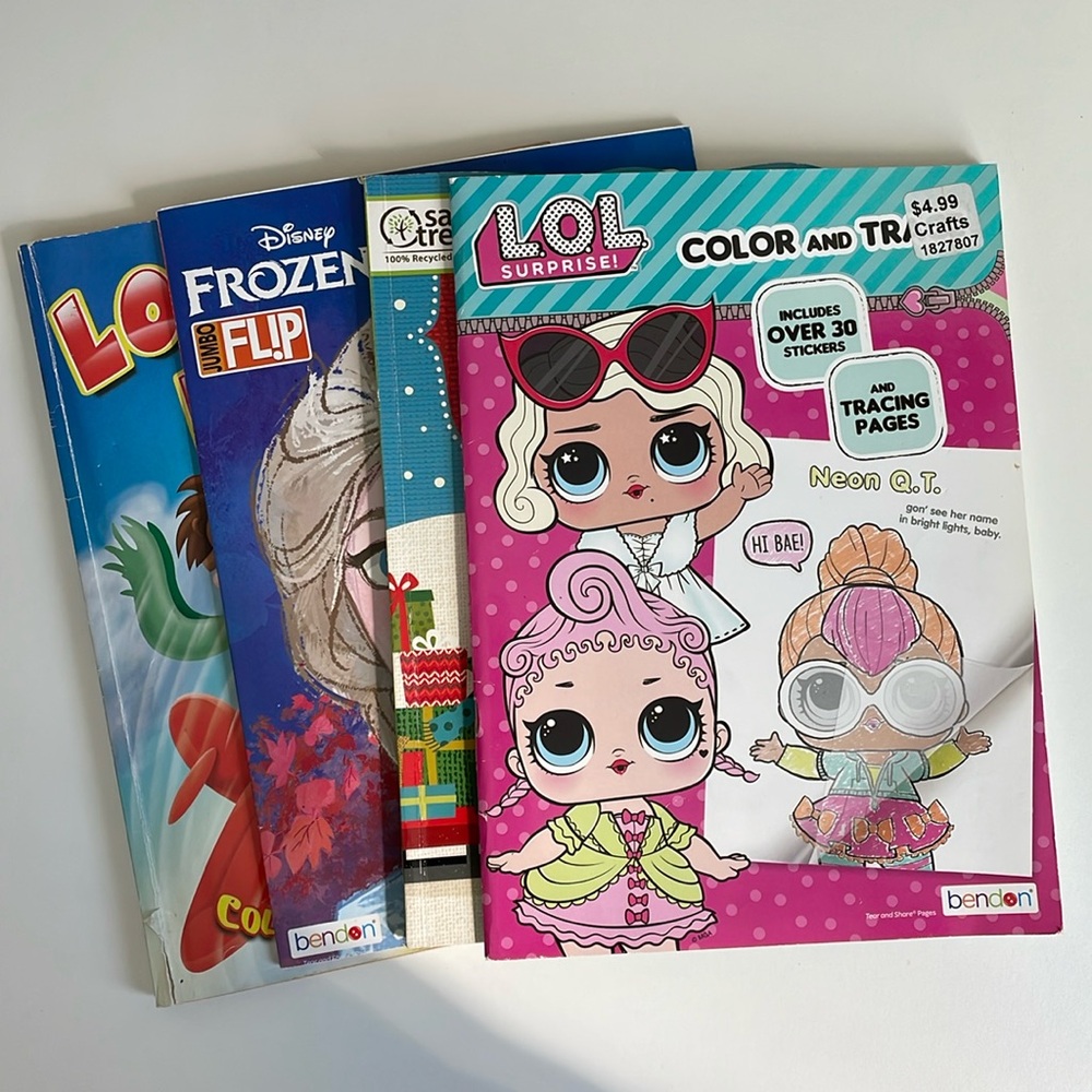 Lot of 6 Coloring Books - LOL Surprise - Disney Frozen - Crayola & Christmas